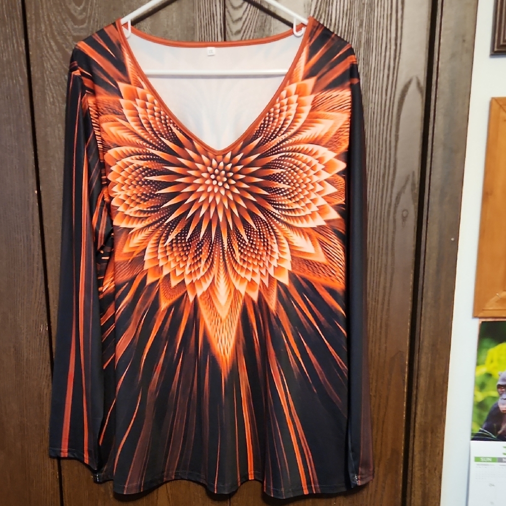 Vibrant Orange and Black Women's Top
